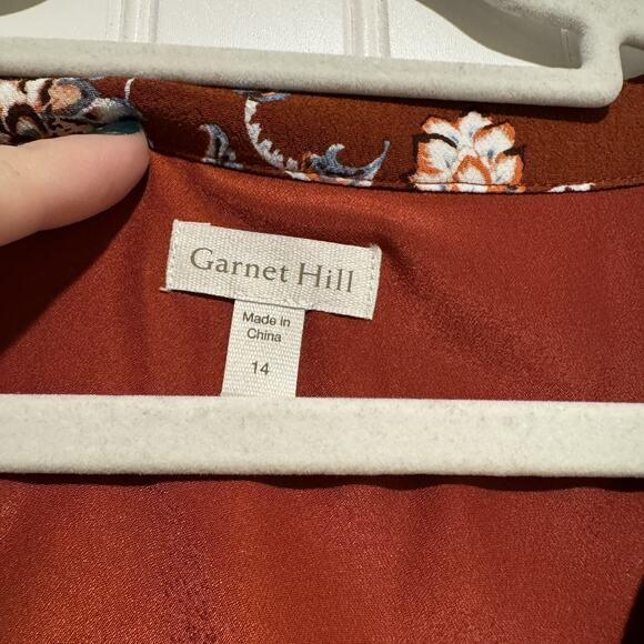 Garnet Hill Brown Floral Drop Waist Dress Slouchy Western Boho Size 14 - Picture 5 of 8